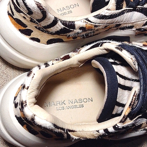 Mark Nason Animal Print Leopard Zebra Hair Calf Trainer Shoes - Picture 11 of 15